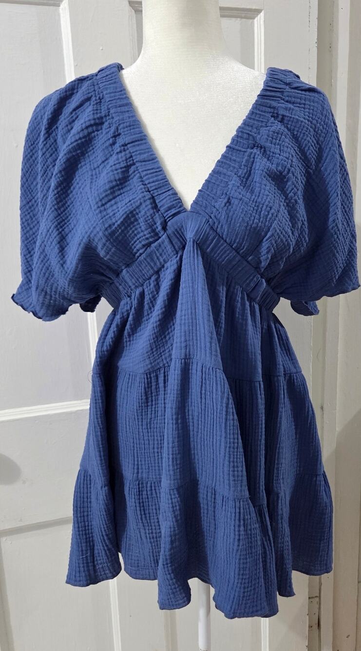 Fusionista Blue Mini Summer Dress Women's  Size M